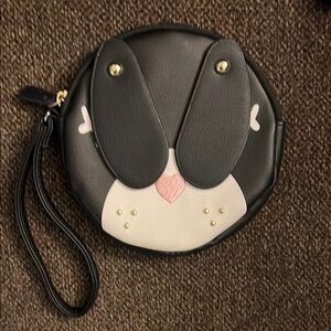 Black and White Dog Face Wristlet